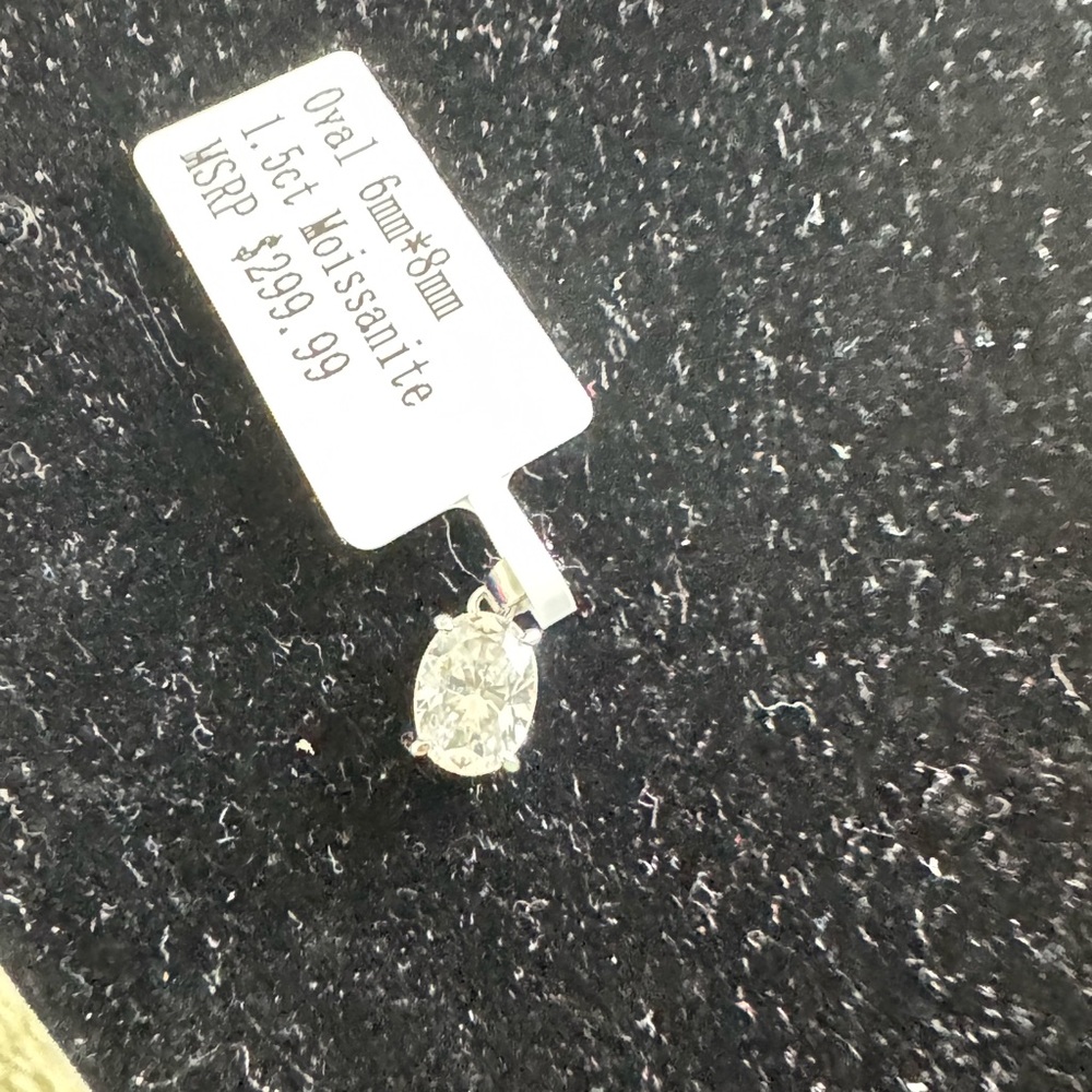 Oval Moissanite Pendant in Silver $85